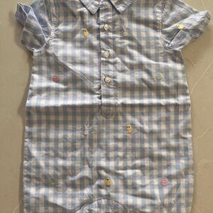 Janie and Jack Blue Checkered Button Down Shirt
